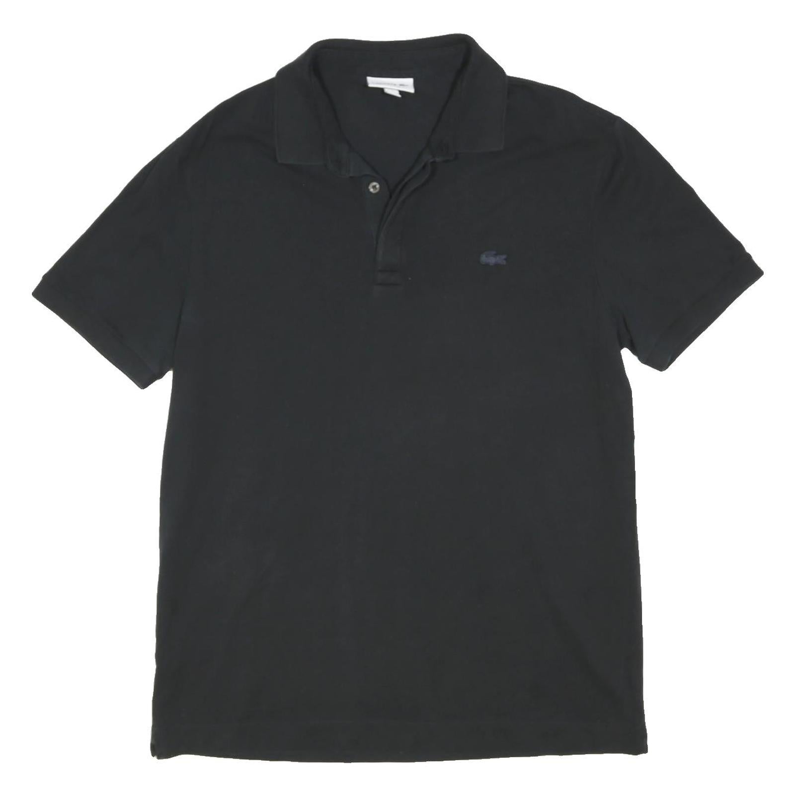 LACOSTE Mens Black Short Sleeve Plain XL Cotton Blend Polo Shirt Crocodile Logo