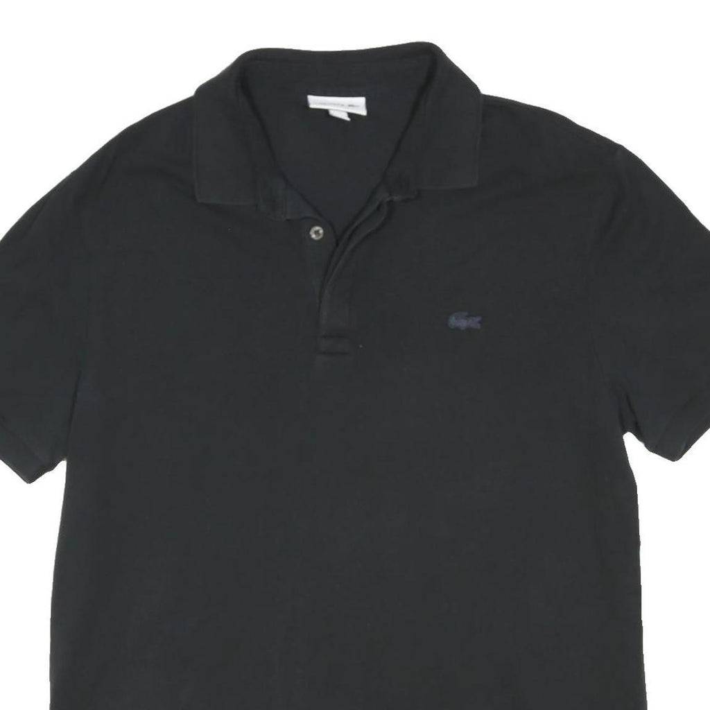 LACOSTE Mens Black Short Sleeve Plain XL Cotton Blend Polo Shirt Crocodile Logo