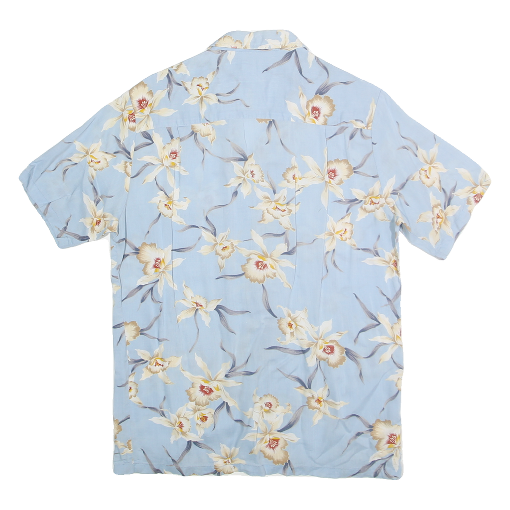 PARADISE ISLAND Mens Blue Floral Rayon Shirt S Lightweight Tropical Vacation