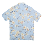 PARADISE ISLAND Mens Blue Floral Rayon Shirt S Lightweight Tropical Vacation