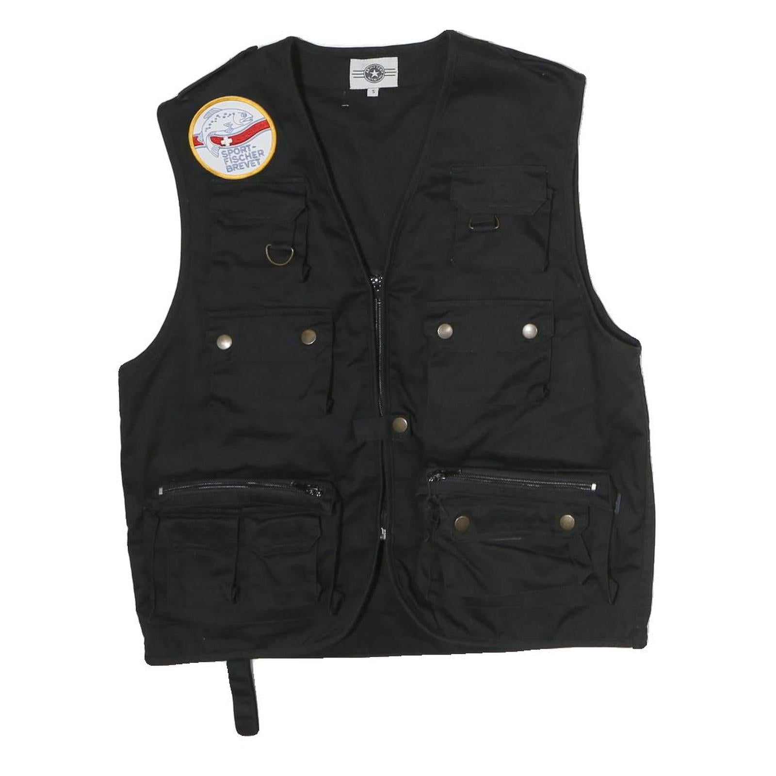 ARMY TEX Mens Black Cotton Blend Utility Vest S Jacket Multi Pocket Zip Vest