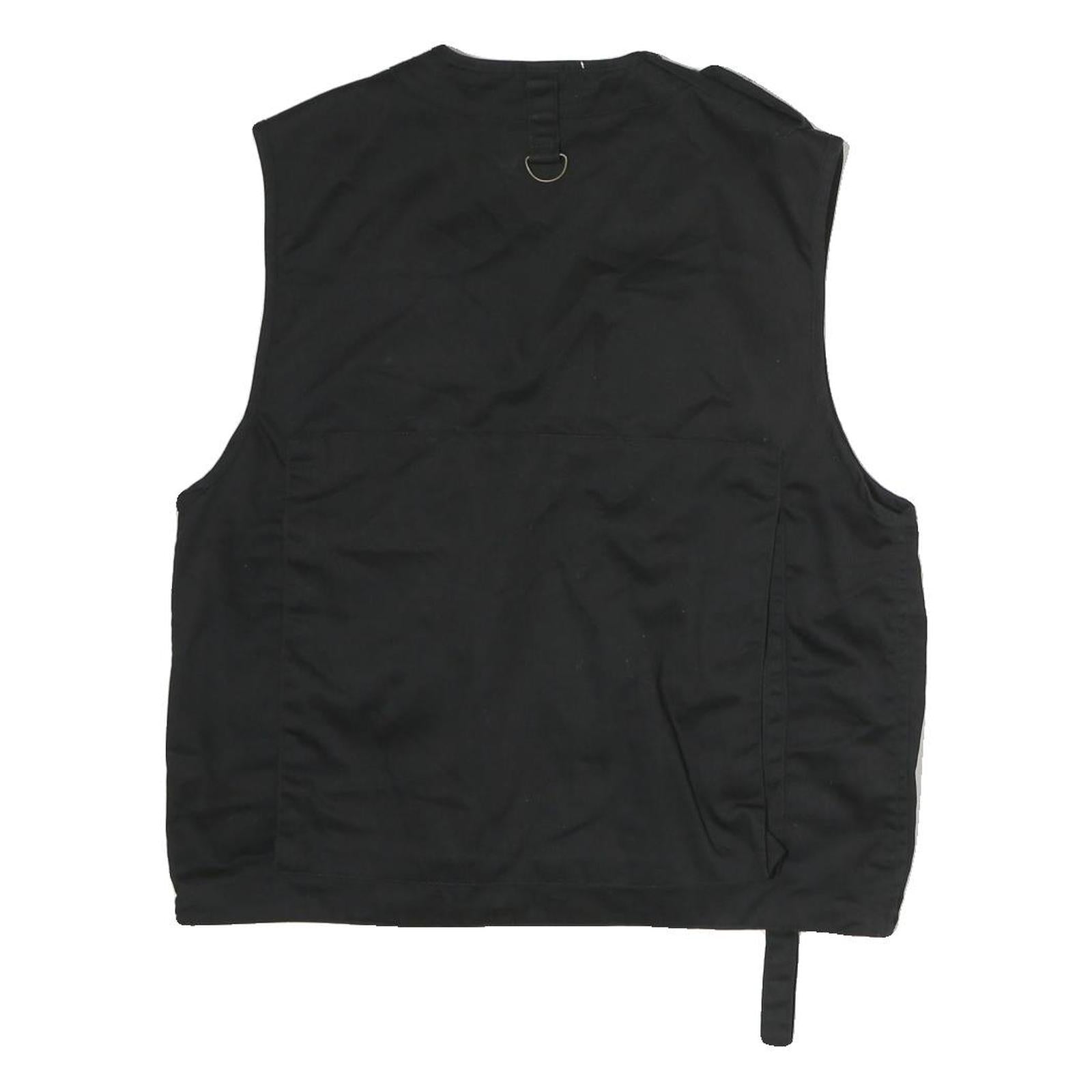 ARMY TEX Mens Black Cotton Blend Utility Vest S Jacket Multi Pocket Zip Vest