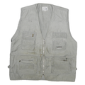 YUANCHAO Mens Grey Cotton Blend Utility Jacket M Casual Zip Pocket Multi