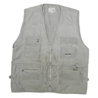 YUANCHAO Mens Grey Cotton Blend Utility Jacket M Casual Zip Pocket Multi