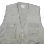 YUANCHAO Mens Grey Cotton Blend Utility Jacket M Casual Zip Pocket Multi