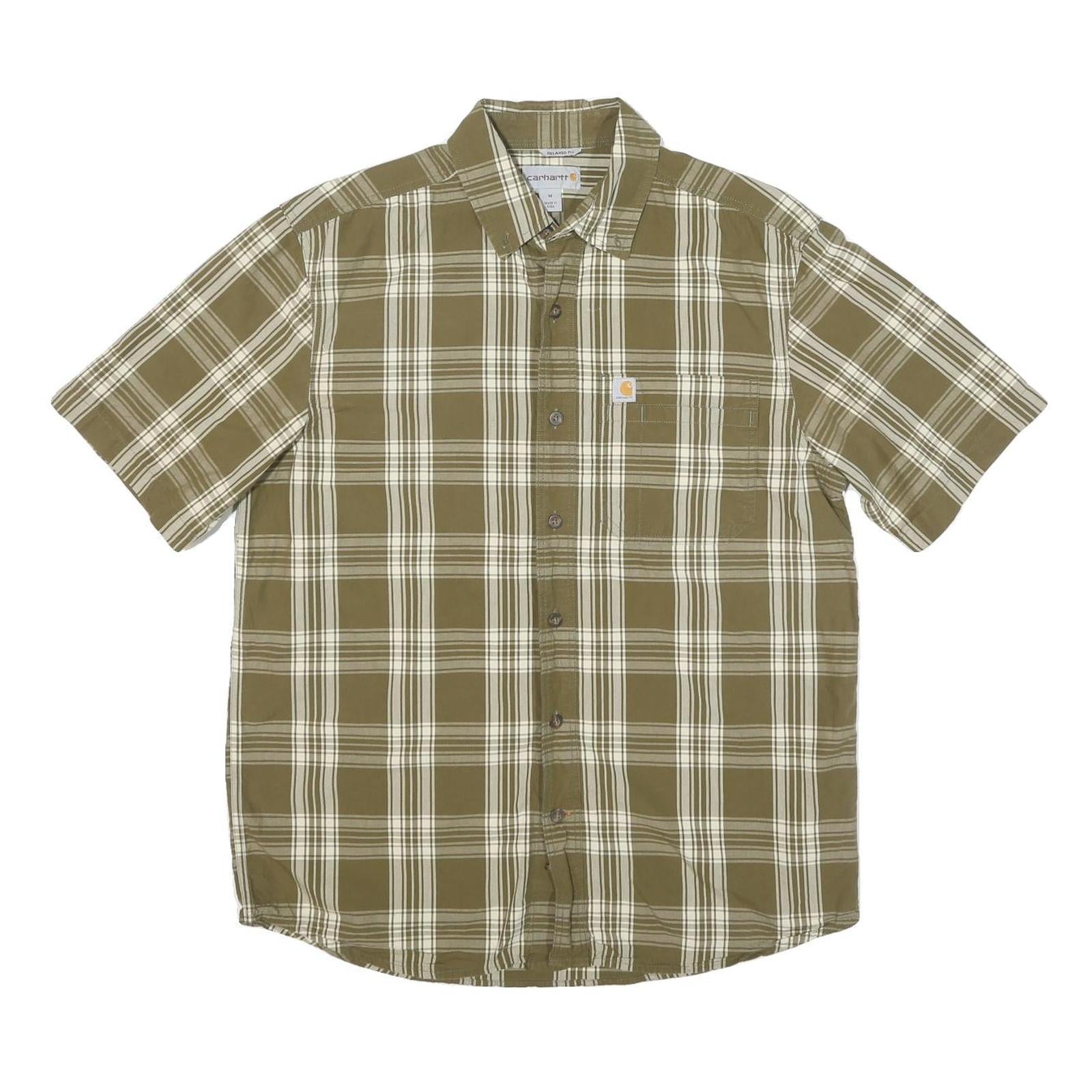 CARHARTT Mens Green & Cream Check Shirt M Casual Cotton Blend Button Front