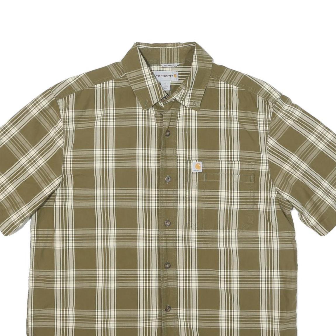 CARHARTT Mens Green & Cream Check Shirt M Casual Cotton Blend Button Front