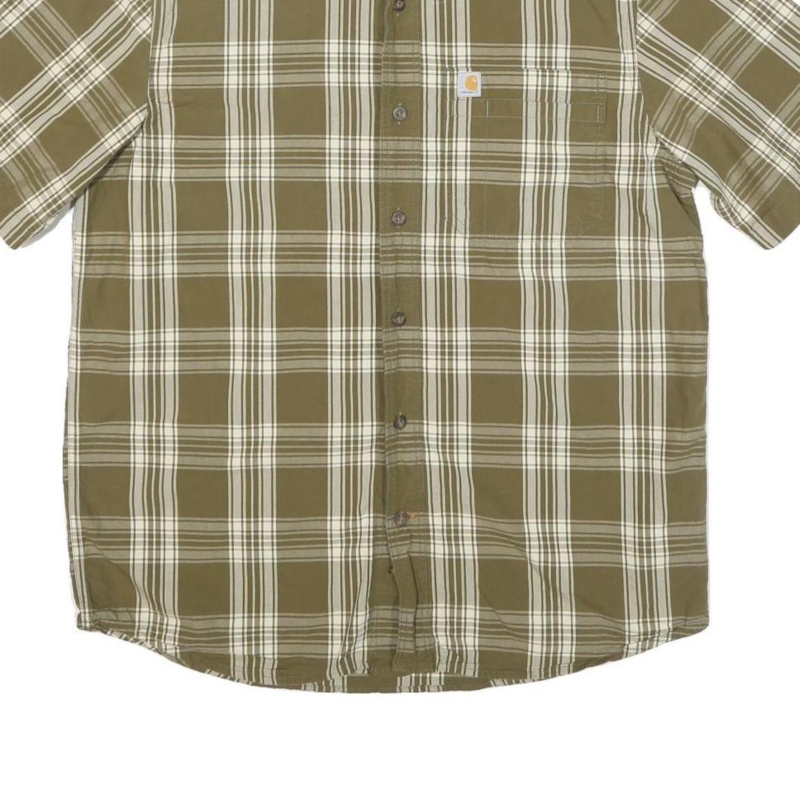 CARHARTT Mens Green & Cream Check Shirt M Casual Cotton Blend Button Front