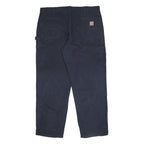 CARHARTT Mens Cotton Navy Relaxed Straight Trousers W40 L32 Workwear Zip Closure