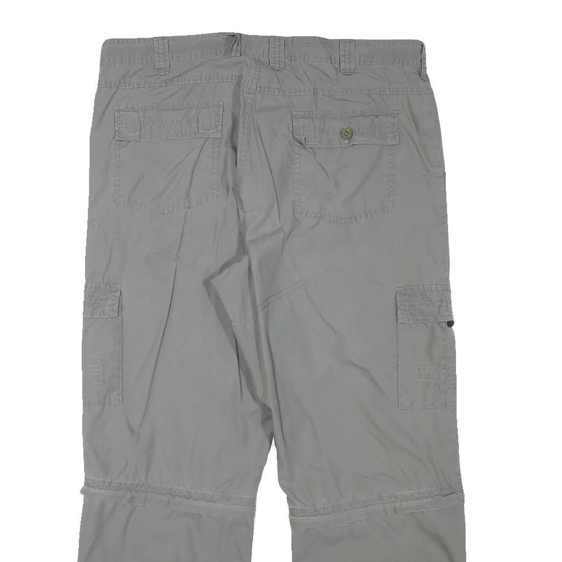 BIAGGINI Mens Relaxed Cotton Blend Grey Cargo Trousers W36 L28 Zip Closure