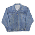 Womens Blue Denim Jacket M Cotton Blend Button Closure Classic Casual Outerwear
