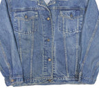 Womens Blue Denim Jacket M Cotton Blend Button Closure Classic Casual Outerwear