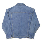 Womens Blue Denim Jacket M Cotton Blend Button Closure Classic Casual Outerwear