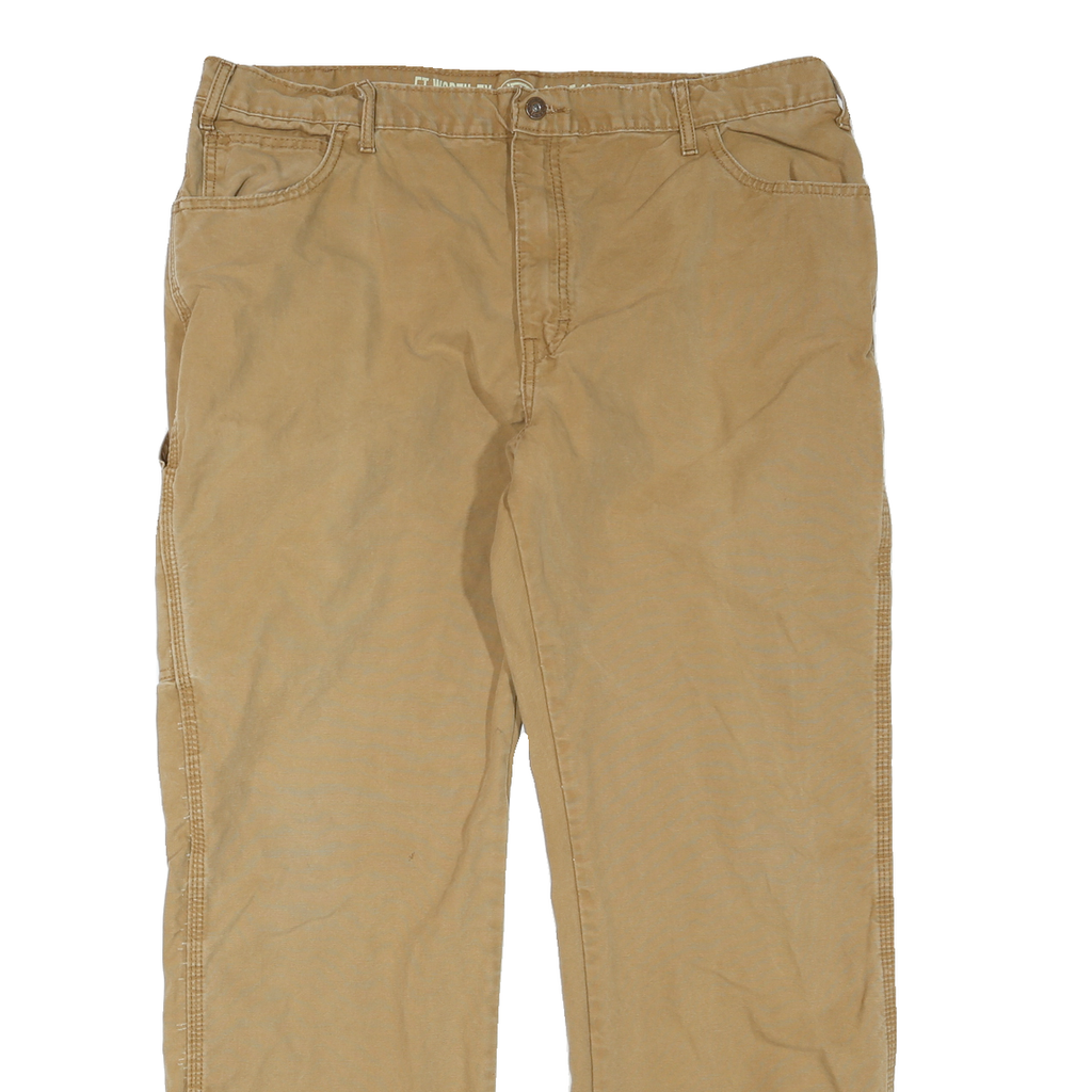 DICKIES Mens Jeans Beige Regular Straight Denim W40 L32 Workwear Utility Pants