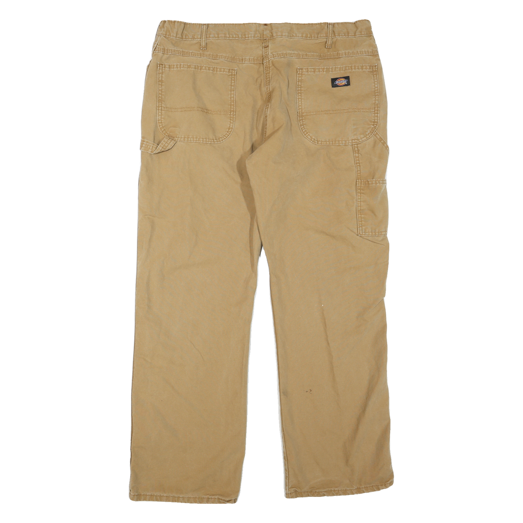 DICKIES Mens Jeans Beige Regular Straight Denim W40 L32 Workwear Utility Pants