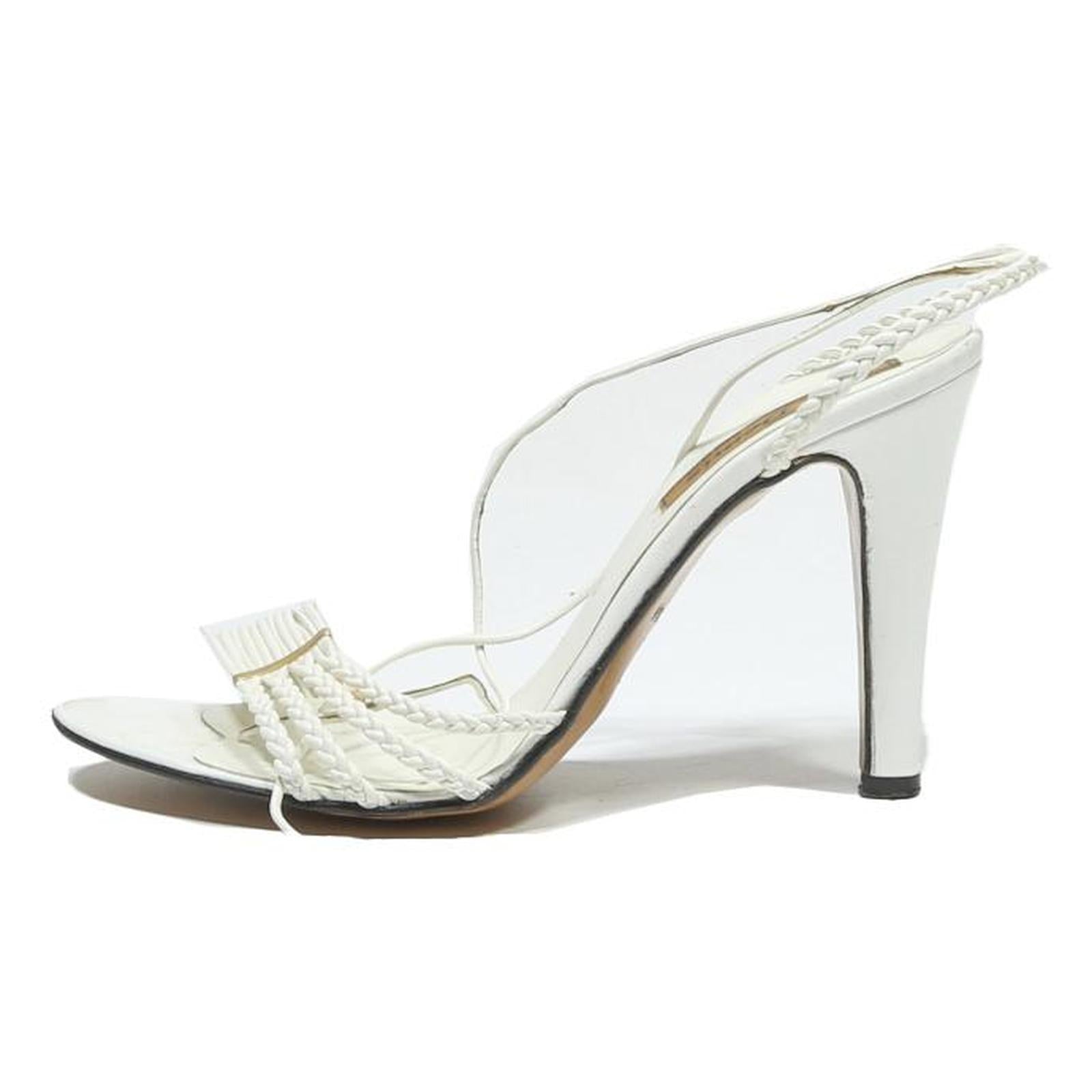 DEMIS Womens White Braided Strap Strappy High Heel Sandals Synthetic UK 3