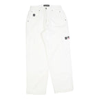 TEENAGERS Womens White Relaxed Cargo Denim W28 L30 Logo Embroidered Pockets