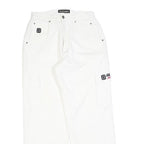 TEENAGERS Womens White Relaxed Cargo Denim W28 L30 Logo Embroidered Pockets