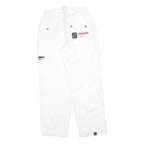 TEENAGERS Womens White Relaxed Cargo Denim W28 L30 Logo Embroidered Pockets