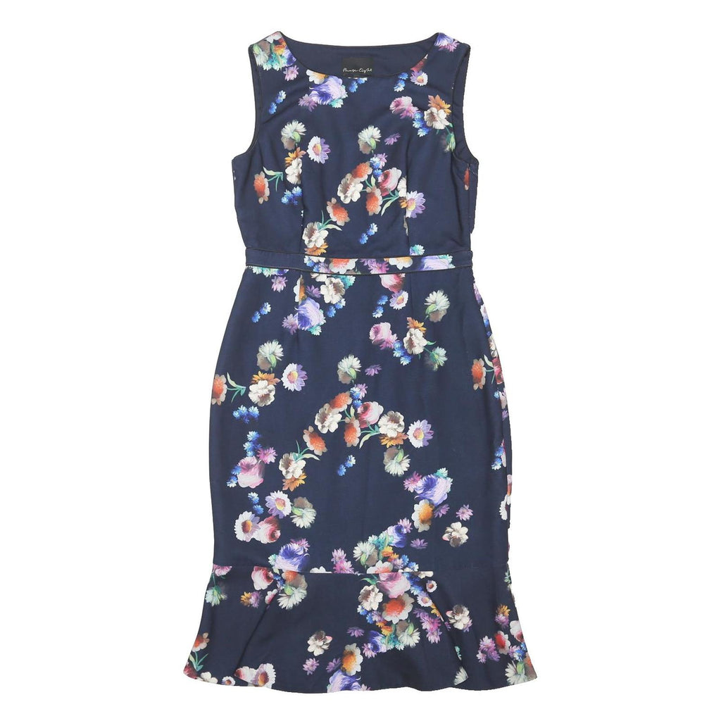 PHASE EIGHT Womens Navy Blue Floral Fit & Flare Polyester Blend Sleeveless Midi