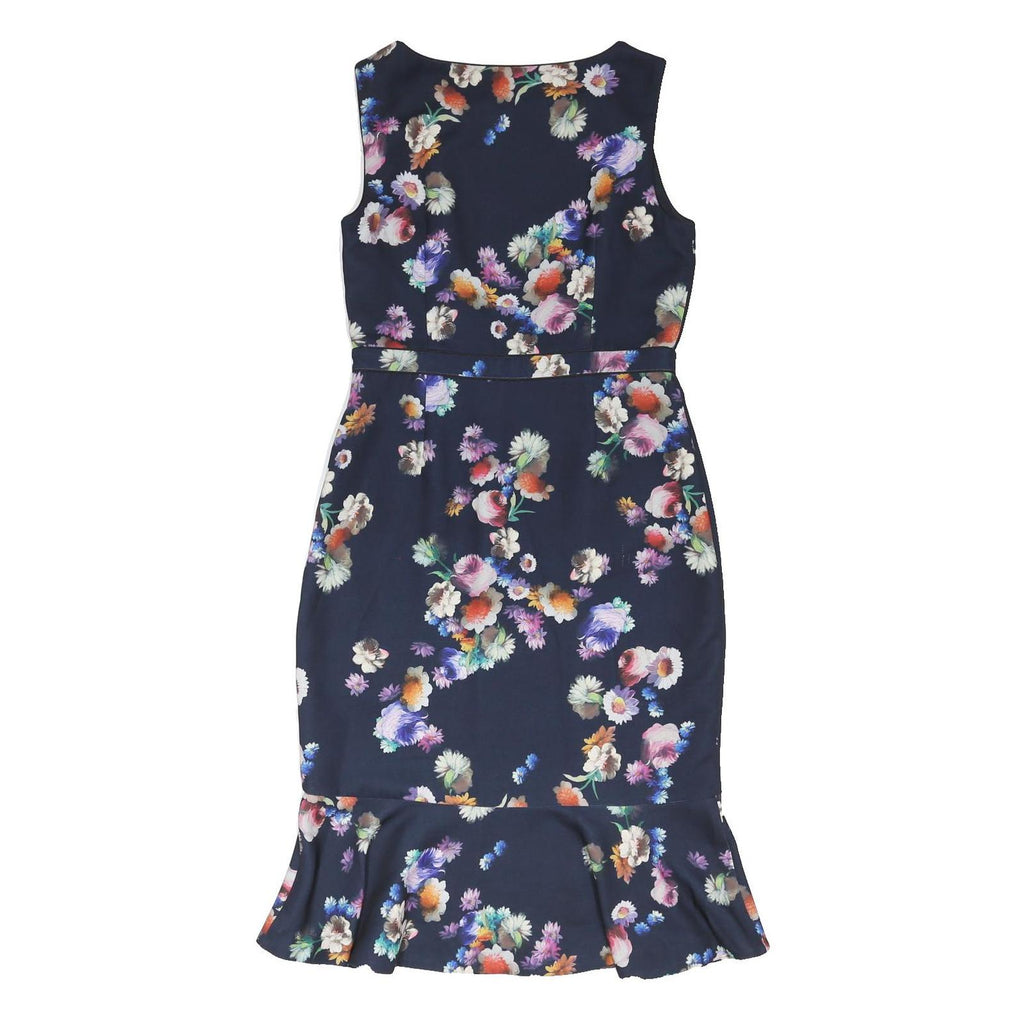 PHASE EIGHT Womens Navy Blue Floral Fit & Flare Polyester Blend Sleeveless Midi
