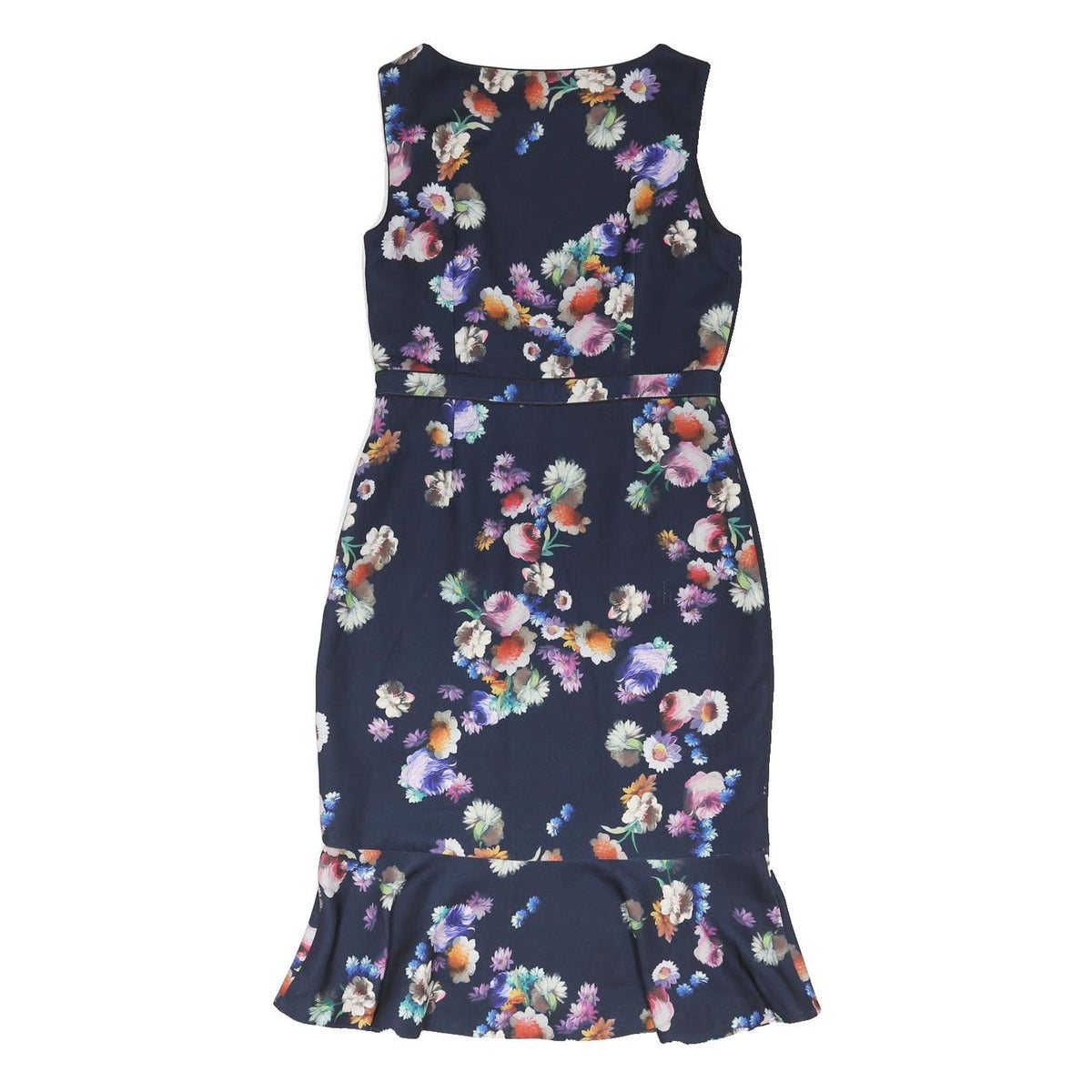PHASE EIGHT Womens Navy Blue Floral Fit & Flare Polyester Blend Sleeveless Midi