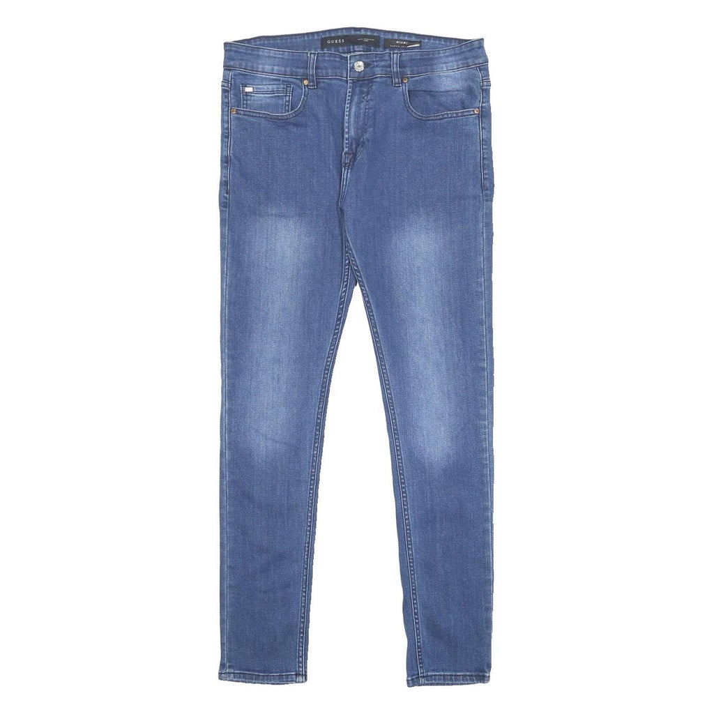 GUESS Mens Slim Blue Denim Medium Zip Jeans W36 L31 Stylish Comfortable