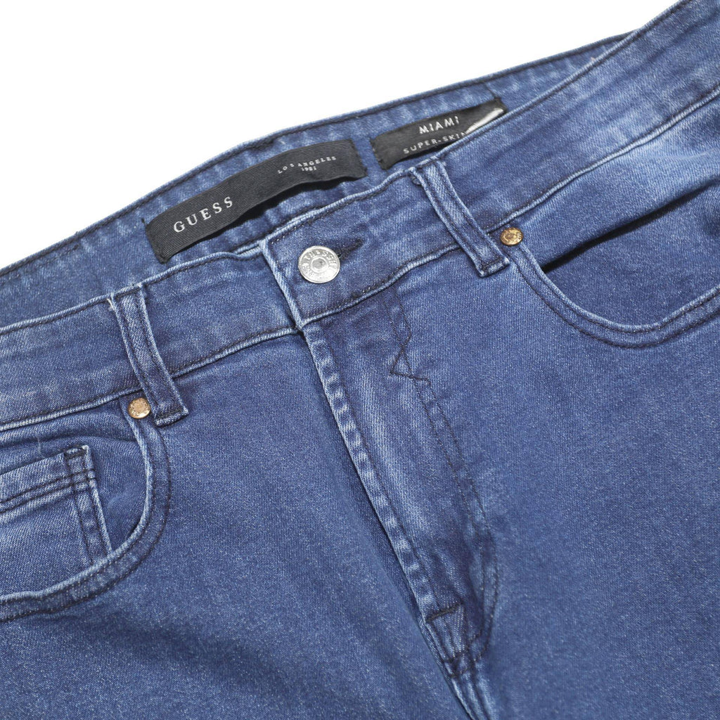 GUESS Mens Slim Blue Denim Medium Zip Jeans W36 L31 Stylish Comfortable