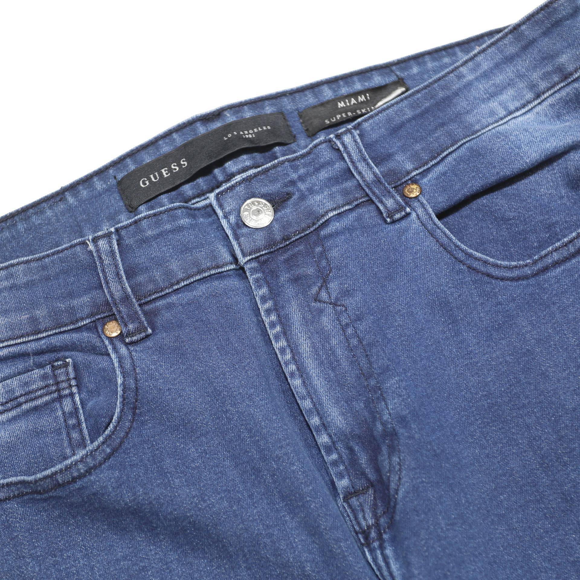 GUESS Mens Slim Blue Denim Medium Zip Jeans W36 L31 Stylish Comfortable