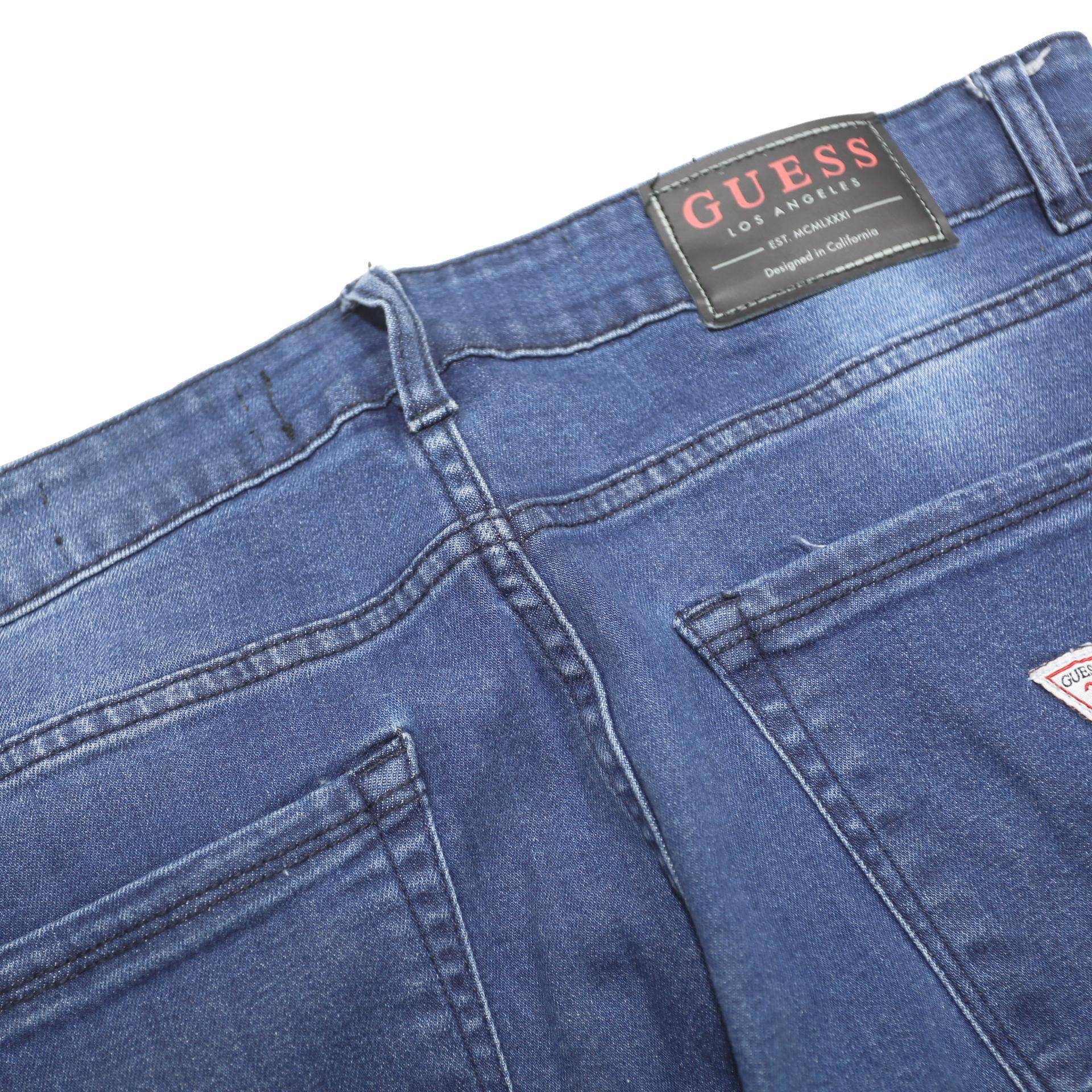 GUESS Mens Slim Blue Denim Medium Zip Jeans W36 L31 Stylish Comfortable