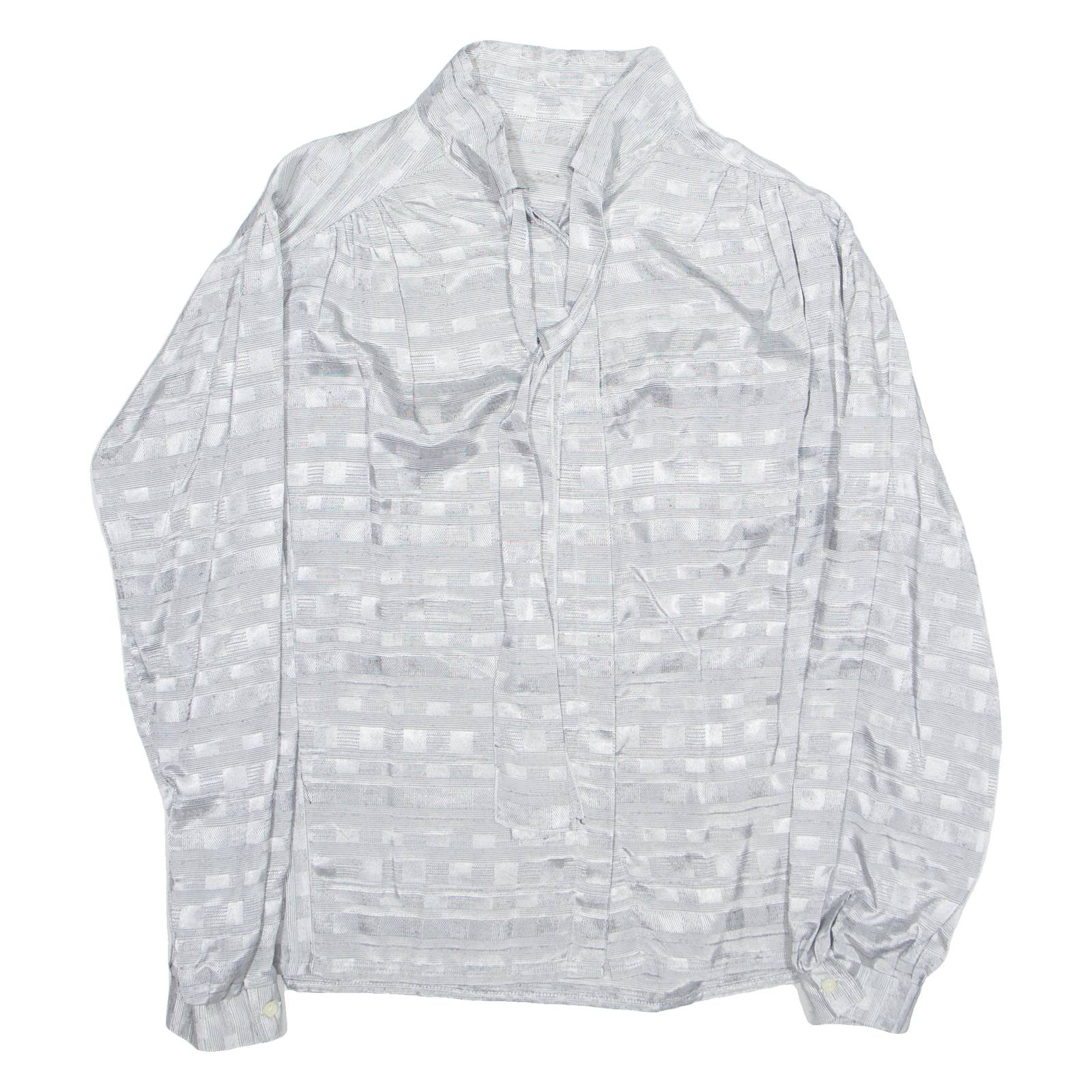 Womens Blouse Silver Collared Long Sleeve Viscose M