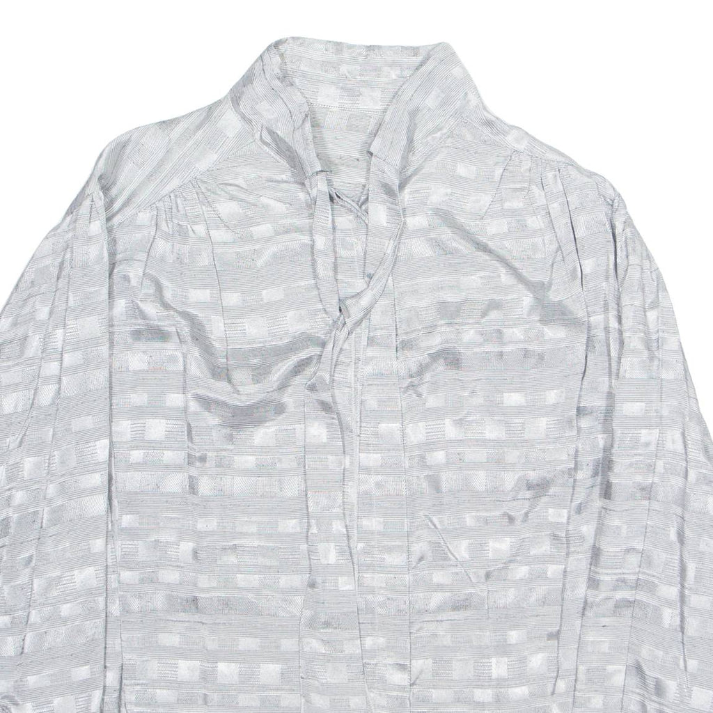 Womens Blouse Silver Collared Long Sleeve Viscose M