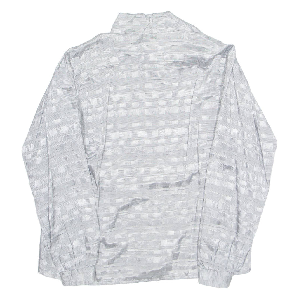 Womens Blouse Silver Collared Long Sleeve Viscose M