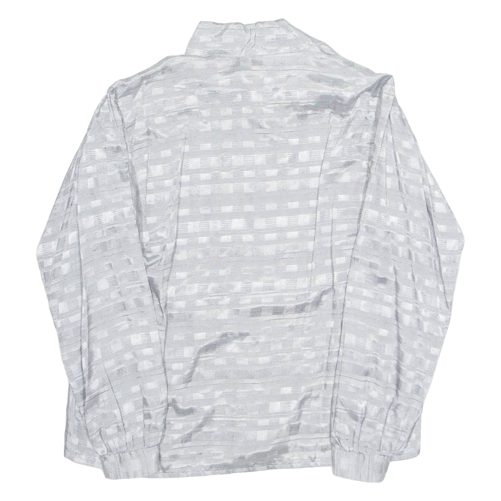 Womens Blouse Silver Collared Long Sleeve Viscose M