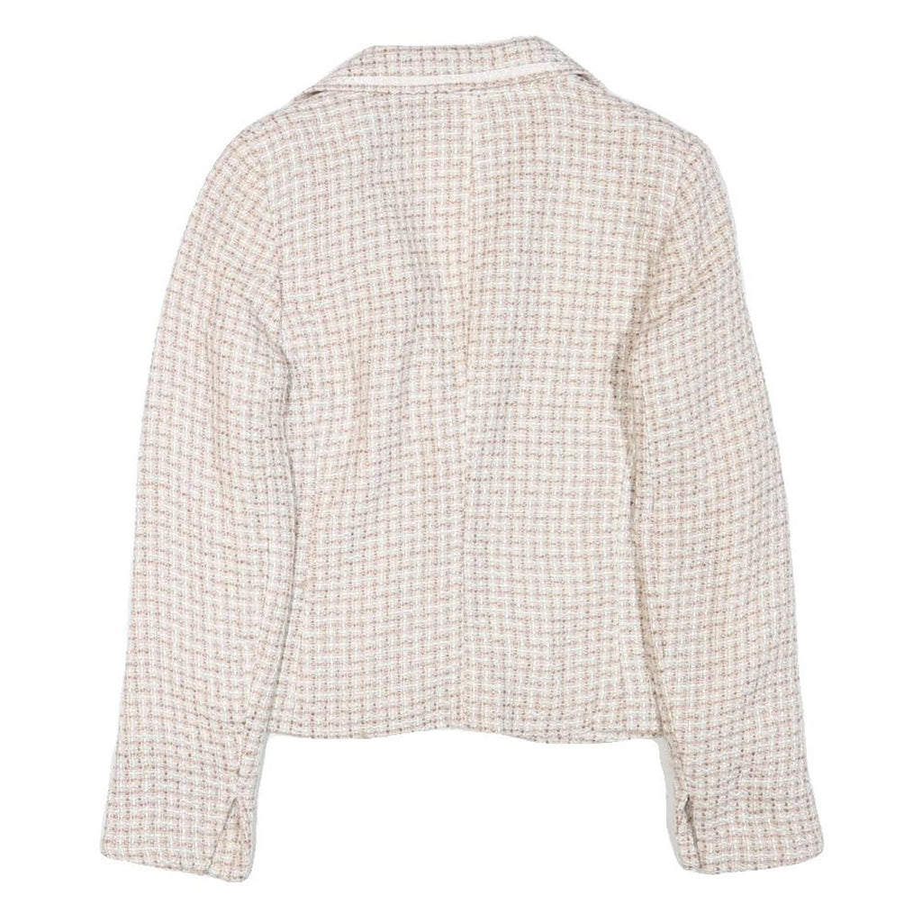 Womens Beige Tweed Button Jacket XS Acrylic Blend Classic Tailored