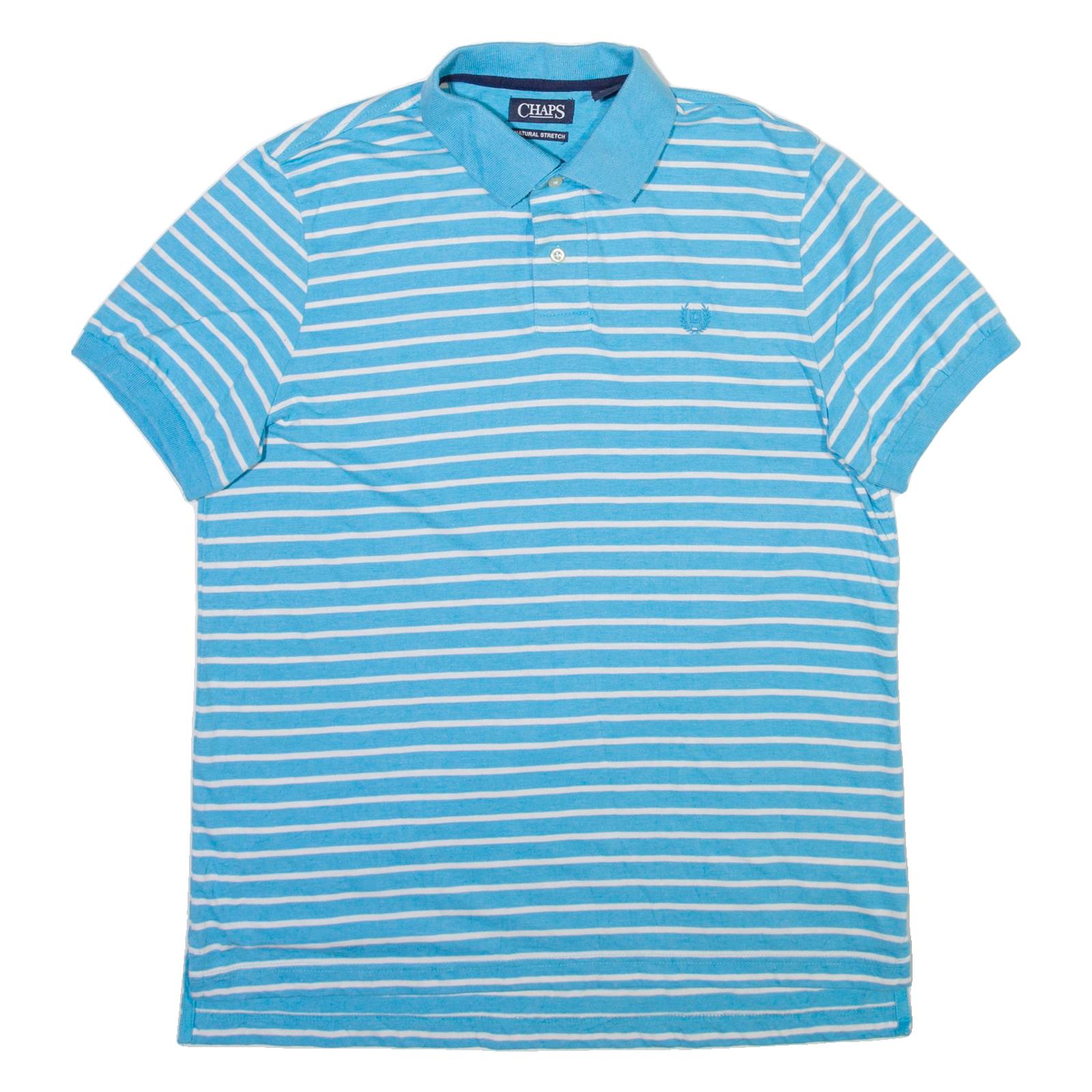 CHAPS Mens Polo Shirt Blue Striped L