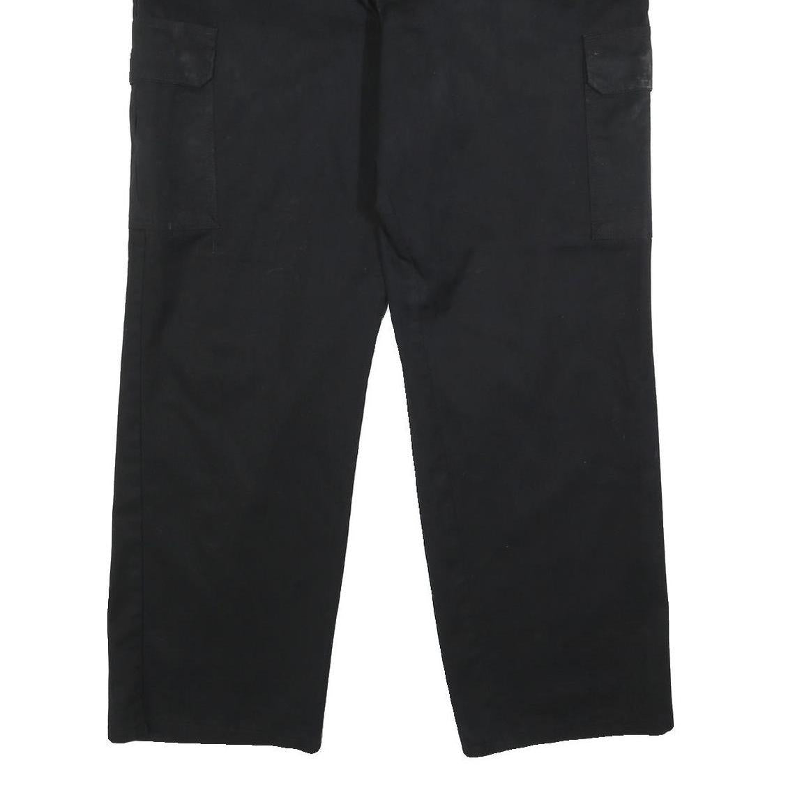 DICKIES Mens Black Relaxed Cargo Trousers W38 L32 Cotton Blend Zip Fastening