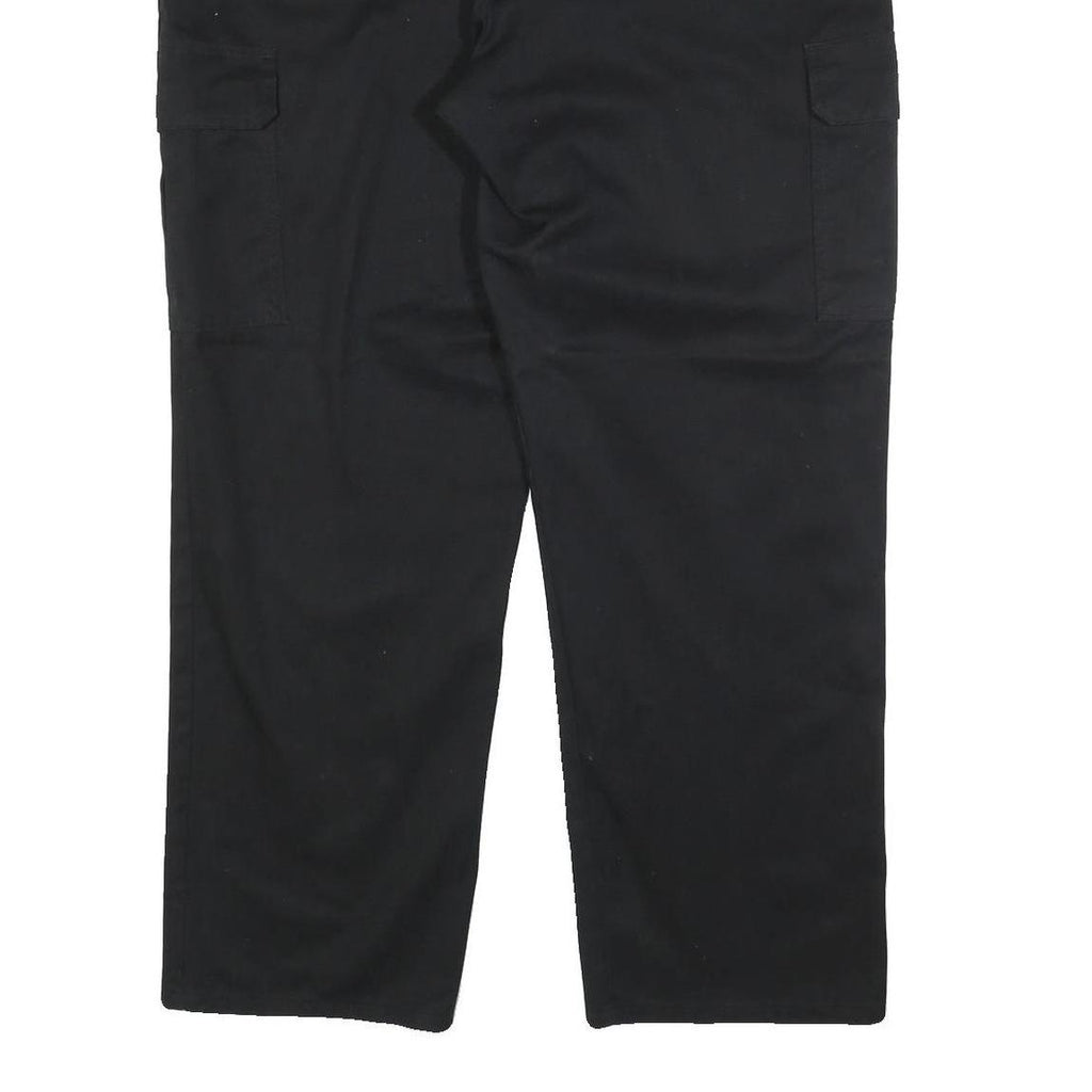 DICKIES Mens Black Relaxed Cargo Trousers W38 L32 Cotton Blend Zip Fastening