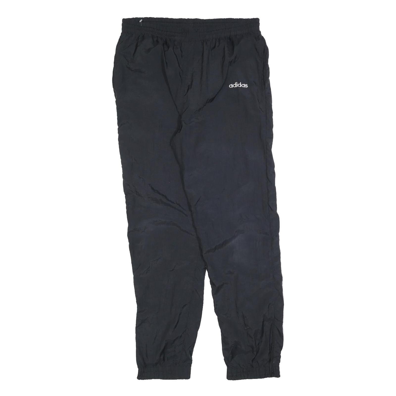 ADIDAS Mens Joggers Black M W32 L30 Polyester Blend Regular Fit Tapered Leg