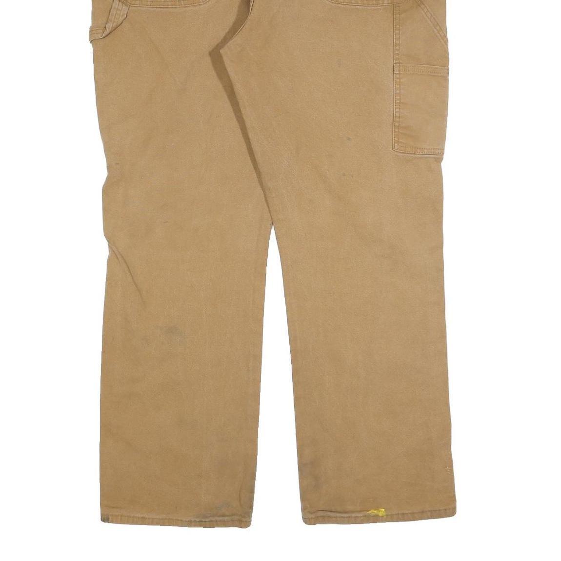 DICKIES Mens Regular Fit Beige Cotton Blend Jeans W40 L32 Workwear Straight Zip