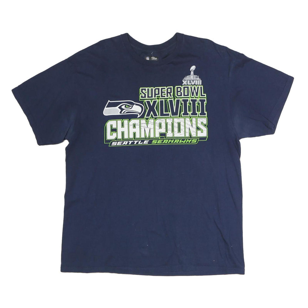 NFL Mens Blue Super Bowl Champions XL Short Sleeve Crew Neck Graphic T-Shirt