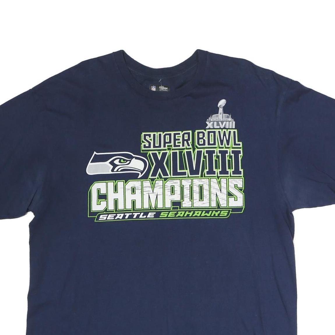 NFL Mens Blue Super Bowl Champions XL Short Sleeve Crew Neck Graphic T-Shirt