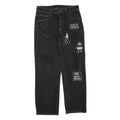 LEVI'S Mens Regular Black Denim Straight Cotton Blend W34 L30 Distressed Patch