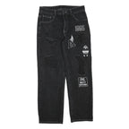 LEVI'S Mens Regular Black Denim Straight Cotton Blend W34 L30 Distressed Patch
