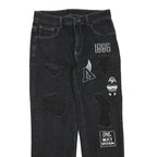 LEVI'S Mens Regular Black Denim Straight Cotton Blend W34 L30 Distressed Patch