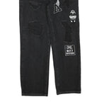 LEVI'S Mens Regular Black Denim Straight Cotton Blend W34 L30 Distressed Patch