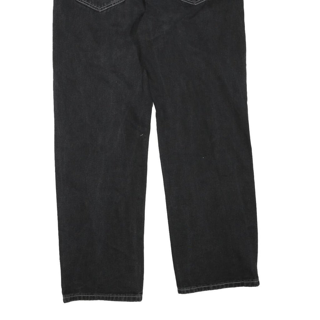 LEVI'S Mens Regular Black Denim Straight Cotton Blend W34 L30 Distressed Patch