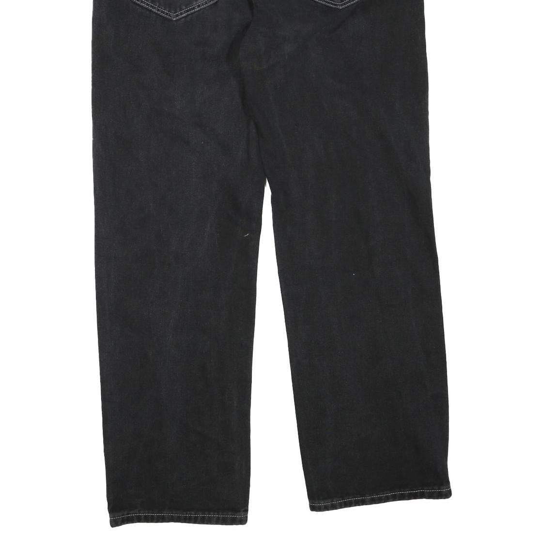 LEVI'S Mens Regular Black Denim Straight Cotton Blend W34 L30 Distressed Patch