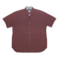 TOMMY HILFIGER Mens Maroon & White Check Shirt L Casual Button-Down Short Sleeve