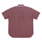 TOMMY HILFIGER Mens Maroon & White Check Shirt L Casual Button-Down Short Sleeve